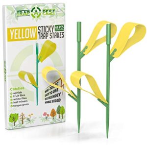 houseplant sticky stakes – yellow sticky traps for gnats indoor and outdoor – gnat traps for house plants (44 traps)
