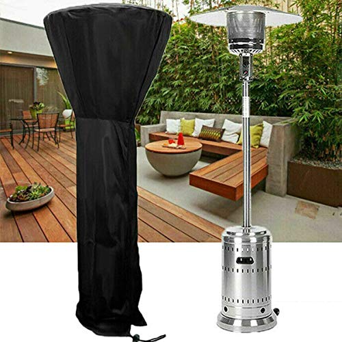 Techson Outdoor Heater Cover, Patio Garden Protective Waterproof Standup Round Heater Covers with Zipper (Black, 89 x 33 x 19 inches)