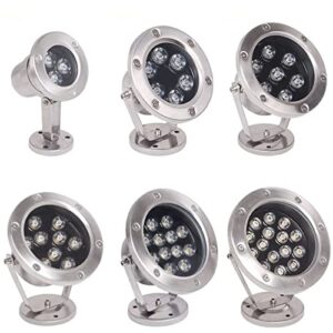 Saturey Underwater Pond Lights LED Underwater Light 3W 6w 9W 12W 18w 24w 36w RGB Night Lamp Outdoor Garden IP68 Submersible Swimming Pool Party Landscape DC 12V 24V Pool Lights