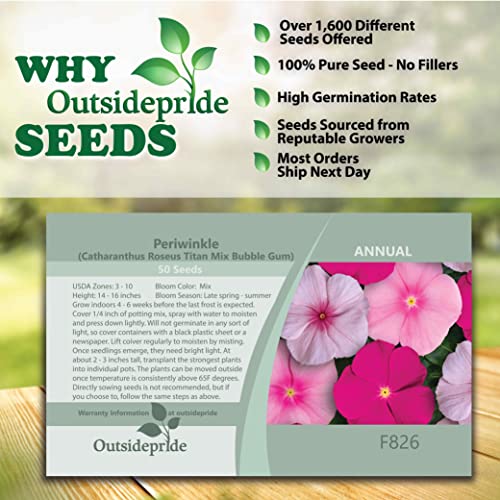 Outsidepride Vinca Periwinkle Titan Bubble Gum Garden Flower, Ground Cover, & Container Plant Mix - 50 Seeds