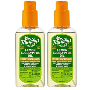 murphy’s naturals lemon eucalyptus oil insect repellent spray | deet free | plant based, all natural ingredients | mosquito and tick repellent | 4 ounce pump spray | 2 pack