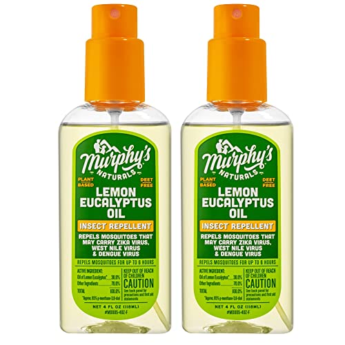 Murphy's Naturals Lemon Eucalyptus Oil Insect Repellent Spray | DEET Free | Plant Based, All Natural Ingredients | Mosquito and Tick Repellent | 4 Ounce Pump Spray | 2 Pack