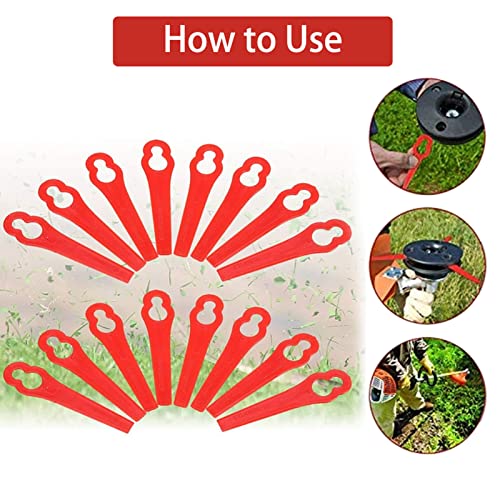 Plastic Machine Trimming Blades, 100pcs Weed Eater Blades Trimmer Grass Mowing Blades Garden Lawn Mower Cutter Blade Replacement Motor Brush Trimmer Parts Kit for FRT18A FRT18A1 Art 46155 FRT20A1