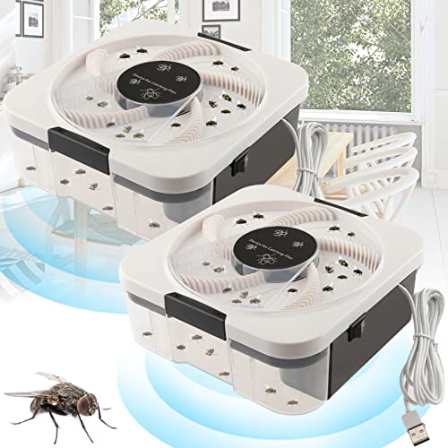 Electric Fly Trap Fly Trap Pest Device Gnat Flying Insect Trap Automatic Indoor Fly Trap Fly Catcher Pest Control Traps Pest Reject Control Catcher Insect Repellents Tools for Ranch, Garden (2 Pcs)