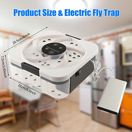 Electric Fly Trap Fly Trap Pest Device Gnat Flying Insect Trap Automatic Indoor Fly Trap Fly Catcher Pest Control Traps Pest Reject Control Catcher Insect Repellents Tools for Ranch, Garden (2 Pcs)