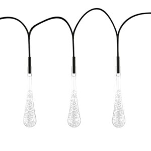 pure garden string lights – set of 2 30 bulb solar power outdoor led décor tear drop lighting with 8 modes and rechargeable battery (cool white)