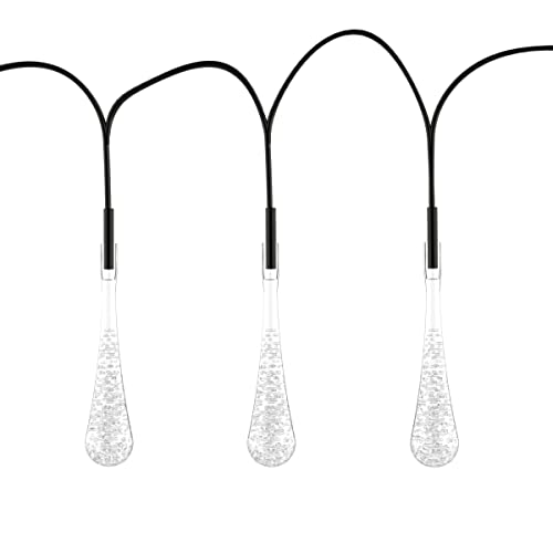 Pure Garden String Lights – Set of 2 30 Bulb Solar Power Outdoor LED Décor Tear Drop Lighting with 8 Modes and Rechargeable Battery (Cool White)