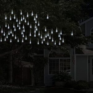 Pure Garden String Lights – Set of 2 30 Bulb Solar Power Outdoor LED Décor Tear Drop Lighting with 8 Modes and Rechargeable Battery (Cool White)