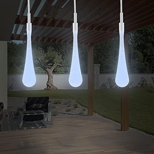 Pure Garden String Lights – Set of 2 30 Bulb Solar Power Outdoor LED Décor Tear Drop Lighting with 8 Modes and Rechargeable Battery (Cool White)