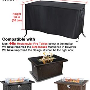 Saking Fire Table Cover Rectangular 44 x 32 x 23 inch - Waterproof Windproof Anti-UV Heavy Duty for Patio Furniture Gas Fire Pit