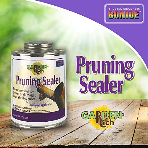 Bonide Garden Rich Pruning Sealer with Brush Top Applicator, 16 oz Ready-to-Use Protective Seal for Trees, Shrubs, Roses