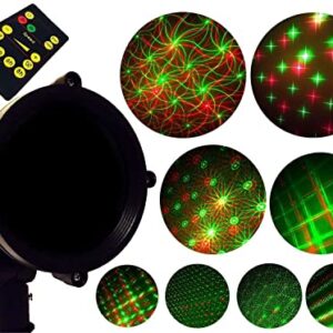 Firefly Garden Waterproof Laser Lights - Star Projector Outdoor/Indoor Christmas Decoration Lighting (Laser RED & Green: RG 8 Pattern)