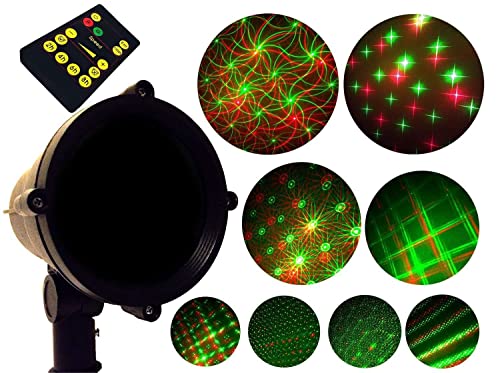 Firefly Garden Waterproof Laser Lights - Star Projector Outdoor/Indoor Christmas Decoration Lighting (Laser RED & Green: RG 8 Pattern)