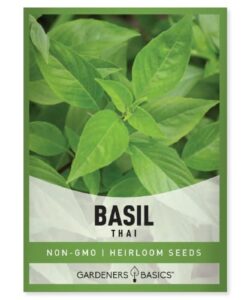 thai basil seeds for planting herbs – heirloom non-gmo herb plant seeds for home herb garden indoors, outdoors, and hydroponics by gardeners basics