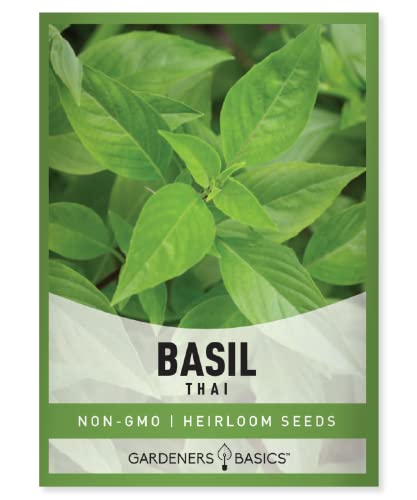 Thai Basil Seeds for Planting Herbs - Heirloom Non-GMO Herb Plant Seeds for Home Herb Garden Indoors, Outdoors, and Hydroponics by Gardeners Basics