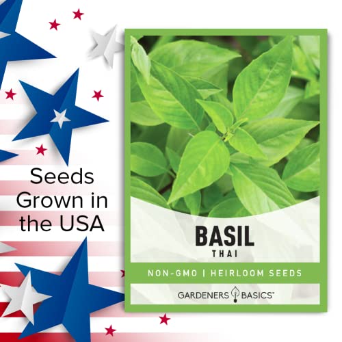 Thai Basil Seeds for Planting Herbs - Heirloom Non-GMO Herb Plant Seeds for Home Herb Garden Indoors, Outdoors, and Hydroponics by Gardeners Basics