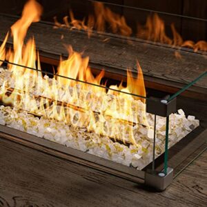 onlyfire 10 pounds Fire Glass for Propane Fire Pit and Gas Fireplace, 1/4 Inch Reflective Firepit Glass Rocks for Fire Pit Table and Fire Bowl, High Luster Gold