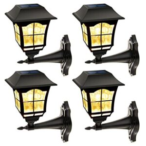 maggift 4 pack solar wall lantern outdoor wall sconce 15 lumens solar outdoor christmas led light fixture with wall mount kit