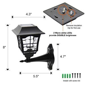 MAGGIFT 4 Pack Solar Wall Lantern Outdoor Wall Sconce 15 Lumens Solar Outdoor Christmas Led Light Fixture with Wall Mount Kit