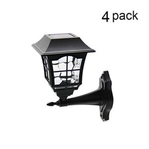 MAGGIFT 4 Pack Solar Wall Lantern Outdoor Wall Sconce 15 Lumens Solar Outdoor Christmas Led Light Fixture with Wall Mount Kit