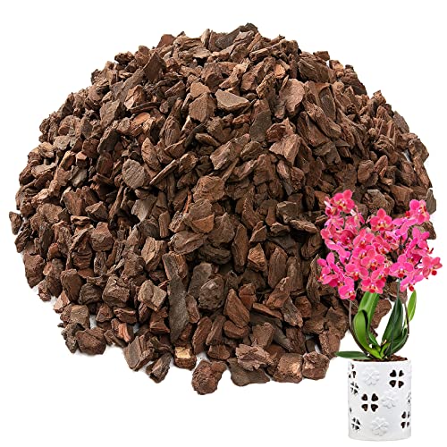 5 Quarts Orchid Potting Bark, Sun-Dried New Zealand Medium Organic Pine Wood Chip Barks for Orchids Mix Plant Compost, Natural Houseplant Mulch for Plant Root Development