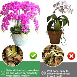 5 Quarts Orchid Potting Bark, Sun-Dried New Zealand Medium Organic Pine Wood Chip Barks for Orchids Mix Plant Compost, Natural Houseplant Mulch for Plant Root Development