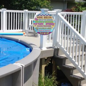 Summer Pool Decorations Outdoor Pool Rules Slogan Wood Garden Decor Round Pool Signs Summer Garden Wood Hanging Swim Or Float Wall Decor Enjoy The Sunshine Yard Plaque for Home Patio Pool Area 12 inch