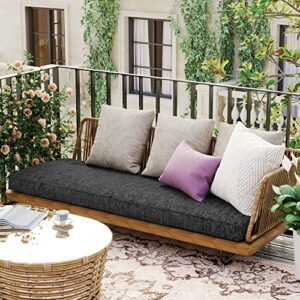 Sundale Outdoor Waterproof Olefin Bench Cushion, Outdoor/Indoor Durable Thicken Pad with Adjustable Straps, Patio Garden Sofa Settee Couch Loveseat Cushion (Dark Gray, 48" W x 18" D x 4" T)