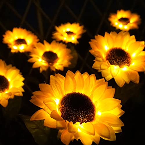 EpicGadget Outdoor Solar Garden Sunflowers Solar Lights - Outdoor LED Lighting Waterproof Flowers Garden Decorative Stake Light for Walkway Pathway Backyard Christmas Decoration Parties (2 Pieces)