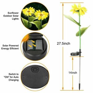 EpicGadget Outdoor Solar Garden Sunflowers Solar Lights - Outdoor LED Lighting Waterproof Flowers Garden Decorative Stake Light for Walkway Pathway Backyard Christmas Decoration Parties (2 Pieces)