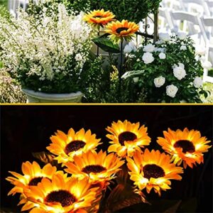 EpicGadget Outdoor Solar Garden Sunflowers Solar Lights - Outdoor LED Lighting Waterproof Flowers Garden Decorative Stake Light for Walkway Pathway Backyard Christmas Decoration Parties (2 Pieces)