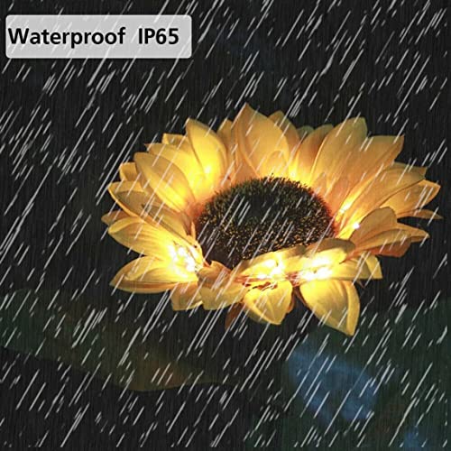 EpicGadget Outdoor Solar Garden Sunflowers Solar Lights - Outdoor LED Lighting Waterproof Flowers Garden Decorative Stake Light for Walkway Pathway Backyard Christmas Decoration Parties (2 Pieces)