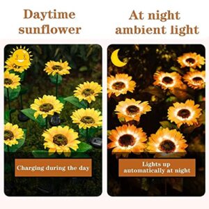 EpicGadget Outdoor Solar Garden Sunflowers Solar Lights - Outdoor LED Lighting Waterproof Flowers Garden Decorative Stake Light for Walkway Pathway Backyard Christmas Decoration Parties (2 Pieces)