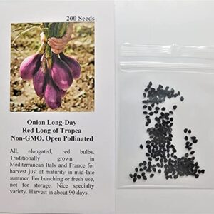 David's Garden Seeds Onion Long Day Red Long of Tropea (Red) 200 Non-GMO, Heirloom Seeds