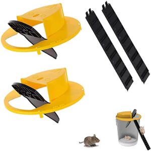 mouse trap – bucket mouse traps,automatic reset flip and slide bucket lid mouse trap |humane or lethal|reusable|auto reset | indoor outdoor|5 gallon bucket compatible|2 pack