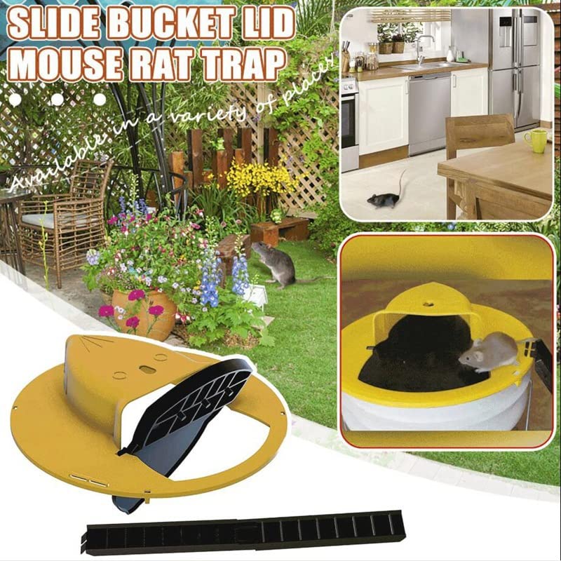 Mouse Trap - Bucket Mouse Traps,Automatic Reset Flip and Slide Bucket Lid Mouse Trap |Humane or Lethal|Reusable|Auto Reset | Indoor Outdoor|5 Gallon Bucket Compatible|2 Pack