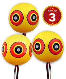 de-bird balloon bird repellent – 3-pk – fast and effective solution to pest problems – scary eye balloons keep birds away from house, garden crops, swimming pools & more