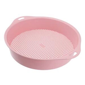 yardwe garden sieve，1pc plastic mesh soil sieve mesh screen with handle, sifting pan for home plant gardening round shaped (pink)
