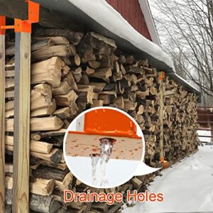 MOFEEZ Outdoor Firewood Log Storage Rack 2x4 Bracket Kit, Fireplace Wood Storage Holder, Adjustable to Any Length - Orange, Two Bases