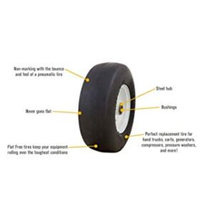 N12 2 New HORSESHOE 13x6.50-6 Flat-Free Lawn Mower Smooth Tires with Steel Rim for Garden Tractor - Hub Length 4 Inch -7.1 5/8 Precision Bearing 136506 T161, 13x6.50x6 13X6.5X6