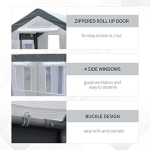 Outsunny 8' L x 6' W x 7' H Outdoor Walk-in Tunnel Greenhouse Garden Warm Hot House with Roll Up Windows, Zippered Door, & Weather Cover