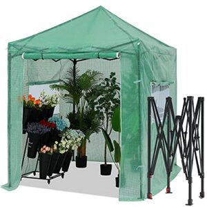 abccanopy 8’x6′ pop up greenhouse walk-in garden greenhouse for indoor outdoor gardening with roll-up door and windows