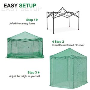 ABCCANOPY 8'x6' Pop Up Greenhouse Walk-in Garden Greenhouse for Indoor Outdoor Gardening with Roll-Up Door and Windows