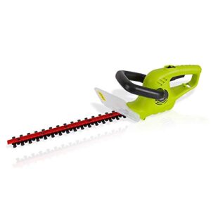 serene life corded electric handheld hedge trimmer – 4 amp electrical high powered hand garden trimmer tool w/ 18 inch blade, trims bush, shrub, grass, small tree branch – serenelife