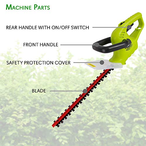 Serene Life Corded Electric Handheld Hedge Trimmer - 4 Amp Electrical High Powered Hand Garden Trimmer Tool w/ 18 Inch Blade, Trims Bush, Shrub, Grass, Small Tree Branch - SereneLife