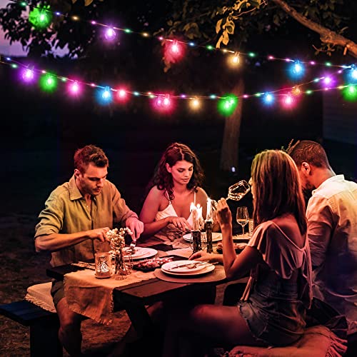 Zuukoo Smart Outdoor String Lights,50Ft Sync with Music Led RGB Patio Lights,Color Changing App Control with 25 Dimmable Bulbs,G45 Globe Bulbs Waterproof for Garden,Cafe,Backyard,Christmas,Party