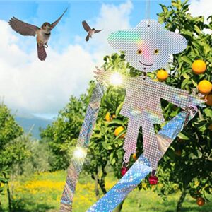 Bird Scare Device, Hanging Reflector Board to Scare Bird Away, Reflective Owl Scarecrow Keep Bird Away from Garden, Patio, Windows, Balcony, Orchard