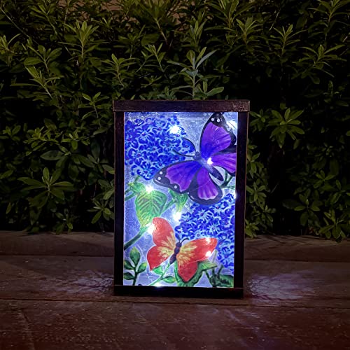 SUBOLO Hanging Solar Lantern, Outdoor Decorative, LED Solar Butterfly Lights, Tabletop Lamp for Outdoor Patio Garden