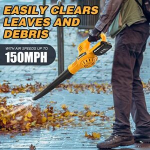 Adedad Leaf Blower Cordless with Battery & Charger, 150 MPH Electric Leaf Blower for Lawn Care, 20V Battery Powered Leaf Blower for Blowing Leaf, Snow, Dusting, Pet Hair