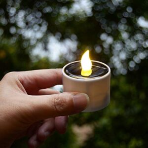 SoulBay 6pcs Solar Power Tea Lights Outdoor Candle Flameless Flicker IP65 Waterproof Rechargeable LED Candles with Dusk to Dawn Sensor for Lantern Garden Camping Party Home Decorations, 2.3" x 2"